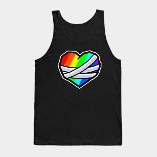 Big Colourful Rainbow Mending Heart with Bandages - Broken Heart Healing - Mending Heart Tank Top